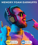 MPOW Iron Gaming Headset, 7.1 Surround Sound with RGB Lighting Effects, Magic EQ Setting, Noise Cancelling Microphone USB/3.5mm Dual Mode - Imported from UK
