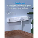 Meross Smart WiFi Power Strip + 4 USB Ports with Surge Protection, Compatible with Amazon Alexa, Google Assistant, Timer & Voice/Remote Control - Imported from UK
