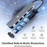 NOVOO 6 in 1 USB C Hub, Multi-Ports Adapter with 4K HDMI, 3x USB 3.0 Port, SD & TF Card Reader - Imported from UK