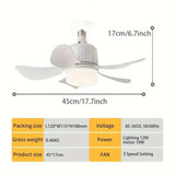 LED Socket Fan Light with Remote, Portable 17.7" Ceiling Fan with LED Light for Kitchen, Bedroom, Small Rooms - Imported from UK