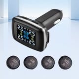 Jansite Tire Pressure Monitoring System TPMS, Wireless LCD Display & USB Port with 4 Waterproof External Sensors, Auto Alarm Real-time Display Temperature Pressure(0-6 Bar / 0-87Psi) - Imported from UK