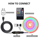 Neon Bluetooth USB RGB Rope Lights, 3m/9.84ft 5V Flexible Led Lights with Music Sync, 2835SMD - Imported from UK