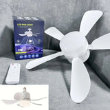 LED Socket Fan Light with Remote, Portable 17.7" Ceiling Fan with LED Light for Kitchen, Bedroom, Small Rooms - Imported from UK