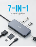 Anker USB C Hub, PowerExpand+ 7-in-1 USB C Adapter with 4K HDMI, 60W Power Delivery, 1Gbps Ethernet, 2 USB 3.0 Ports & SD/microSD Card Readers - Imported from UK