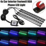 Car LED Interior Strip Lights, Portable USB App Control & Bluetooth 4.0 RGB LED Strip  Light, 4pcs 18 LEDs Automobile Interior Decorative Atmosphere Lamp - Imported from UK