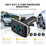 Jansite Tire Pressure Monitoring System TPMS, Wireless LCD Display & USB Port with 4 Waterproof External Sensors, Auto Alarm Real-time Display Temperature Pressure(0-6 Bar / 0-87Psi) - Imported from UK