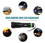 JSL 1000 Lumens Tactical LED Flashlight with 3 Modes, Zoomable, Adjustable Focus & Water Resistant (Container Product Without Box) - Imported from UK