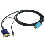 HDMI to VGA & Audio Converter Support 3D Full HD 1080P Conversion Cable 2M - Imported from UK