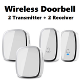 Wireless Doorbell, Weatherproof Wall Plug-in Cordless Door Chime at 1000ft/300m Range with 36 Tunes, 2 Push Button & 2 Receivers - Imported rom UK