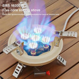 BRS 16000W Camping Gas Stove, Portable 5-Core High Pressured Camping Burner, Windshield Butane Gas Burner With Piezo Ignition for Camping & Outdoor Activities - Imported from UK
