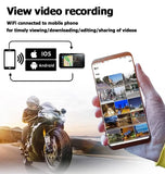 Motorcycle DVR WiFi 5.5" IPS Smart Touch Screen with Dual HD 1080P Cameras, GPS, G-Sensor, TPMS, IP67 Waterproof, SD Card Slot, Wireless Apple Carplay Android 2K HD Recorder - Imported from UK