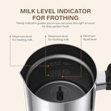 VAVA Stainless Steel Milk Frother with Hot & Cold Milk Functionality for Latte, Cappuccino, Hot Chocolate 250ml - Imported from UK