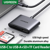 UGREEN USB-C to SD/TF + USB 2.0 Memory Card Reader - Imported from UK