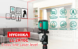 HYCHIKA 15M Cross Line Laser Leveler, Self-Leveling with Dual Modules, 360° Laser with 2 Lines Horizontal/Vertical, Flexible Magnetic Base, 2x AA Batteries Included - Imported from UK