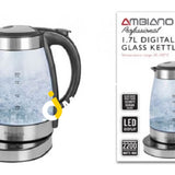 Ambiano Professional Digital Glass Kettle 1.7 L 2200W - Imported From Uk