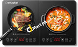 Amzchef 3500W Double Electric Induction Cooker/Hob With 2 Burners Ultra-Thin Body Independent