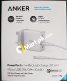 Anker 18W Powerport+ 1 With Quick Charge 3.0 & Micro Usb 3Ft Cable - Imported From Uk