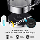 Ascot Electric Kettle 1.6L Glass Tea Heater & Hot Water Boiler 2200W Bpa-Free Automatic Shutoff