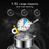 Ascot Electric Kettle 1.6L Glass Tea Heater & Hot Water Boiler 2200W Bpa-Free Automatic Shutoff