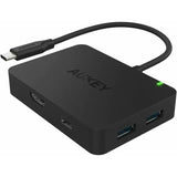 Aukey USB-C to 4 Port USB3.0 Hub with 4K HDMI & Type-C Input Charging Port - Imported from UK