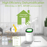 Dehumidifier Auzkin 600Ml Compact Portable Ultra Quiet For Removing Damp Mold Moisture - Imported