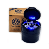 Volkswagen Das Auto Car Ashtray with Flip Lid Blue Soft Led Light & Ceramic Lining Cup Inside, Universal Interior Car Accessories - Imported from UK