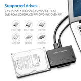 USB 3.0 to SATA & IDE Hard Drive Converter with Power Switch for 2.5"/3.5" SATA/IDE/SSD Hard Drive, 5 Gbps Data Transfer, Support 4TB - Imported from UK