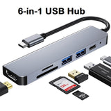 M.TK 6-in-1 USB Type C Hub, Multi Ports Adapter with 4K 30Hz HDMI SD/TF Card Reader 2x USB3.0 PD Charging - Imported from UK