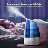 Humidifier emitting a mist of water vapor - Ultra-quiet humidification fan for babies 