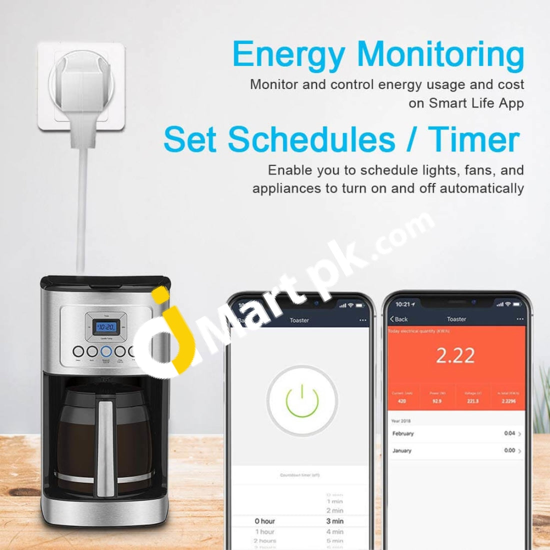 Bakibo Wifi Smart Plug Socket Compatible With Alexa Google Home Ifttt Energy Monitoring Timer
