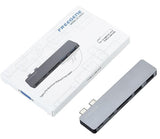 FREEGENE 6-in-2 Dual USB-C Pro Aluminum Multi-Port Hub Adapter For MacBook Pro 13" & 15", 1*Thunderbolt 3 Port, SD/Micro SD/TF Card Reader, 2*USB 3.0 Ports & 1*USB C Port - Imported from UK