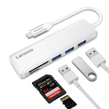 Lenovo 5-in-1 USB C Hub, USB Type-C Adapter with 3x USB 3.0 Ports SD/TF Card Reader, Compatible For USB C Devices - Imported from UK