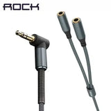 Rock 3.5mm Audio Cable Y Splitter, Gold Plated Audio Male to 2 Female Headset Splitter Cable - Imported from UK