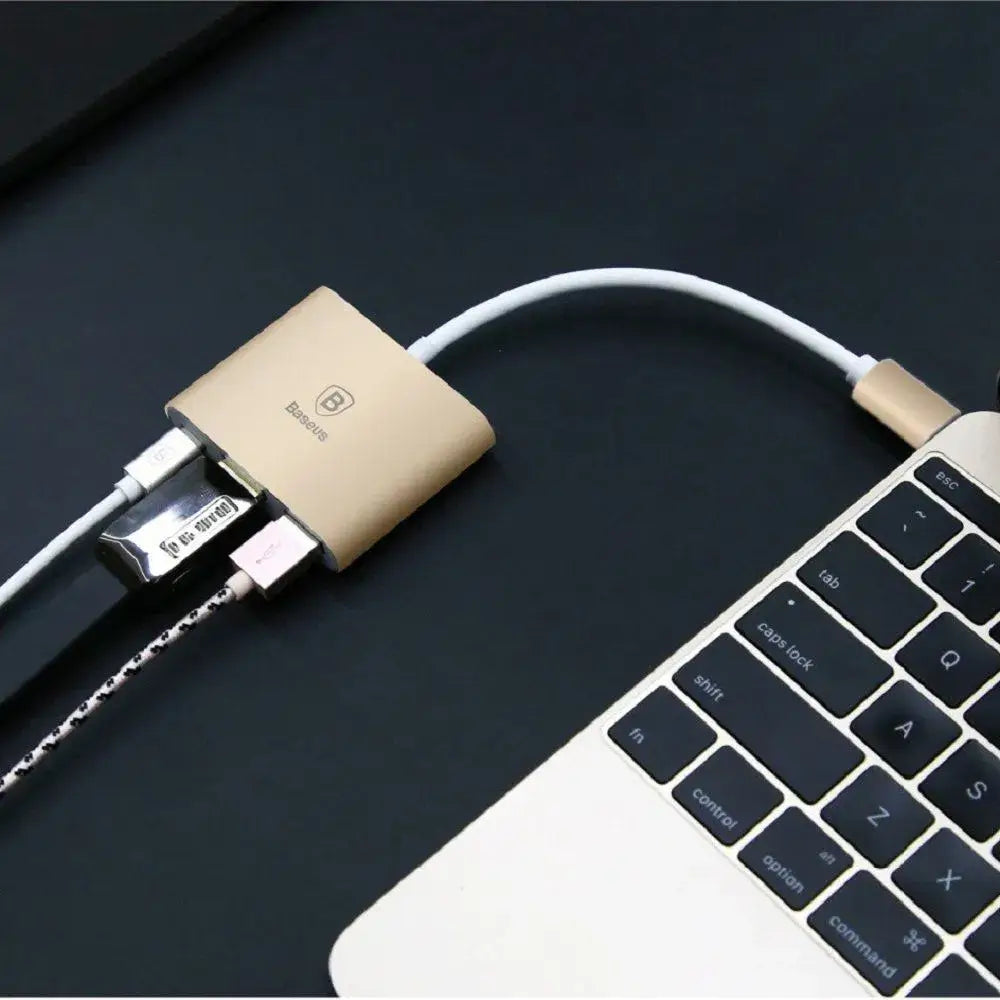 Baseus 3-in-1 Sharp Series Type-C To HDMI+HUB Adapter For MacBook - Imported from UK