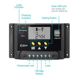 Esky Solar Charger Controller 30A LCD 12V/24V 360W/720W PWM Solar Panel Adapter - Imported from UK