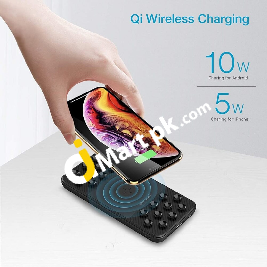 Charmast 10000mAh Wireless Power Bank, 10W Qi Fast Charging Portable W –  AJMartPK