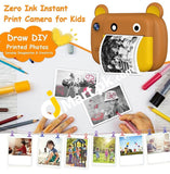 Childrens Digital Instant Print Camera Zero Ink Kids With Paper Toys 2.4 Ips Screen 32G Sd Card -