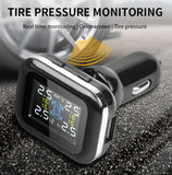 Jansite Tire Pressure Monitoring System TPMS, Wireless LCD Display & USB Port with 4 Waterproof External Sensors, Auto Alarm Real-time Display Temperature Pressure(0-6 Bar / 0-87Psi) - Imported from UK