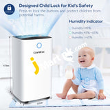 Corlitec 12L Dehumidifier With Digital Humidity Display And Control Child Lock Laundry Drying Timer