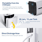 Corlitec 12L Dehumidifier With Digital Humidity Display And Control Child Lock Laundry Drying Timer