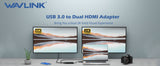 Wavlink USB3.0/USB-C, Thunderbolt 3/4 to HDMI 2K+4K Dual Display Adapter for Dual Monitors in Pakistan