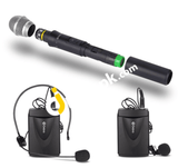 Debra D-140 4 Channel Professional Audio Uhf Wireless Microphone With 2 Handheld Lavalier & Headset