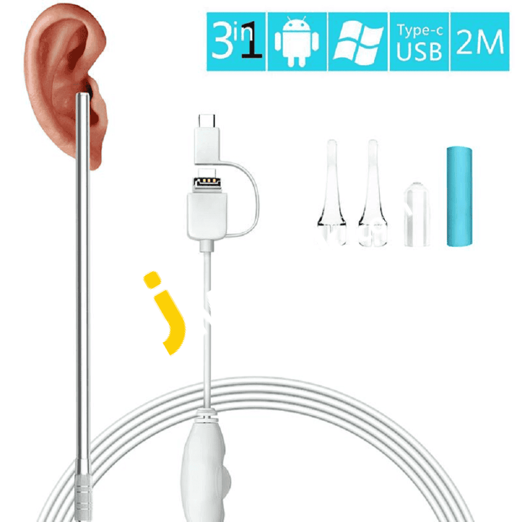 Digital USB Otoscope Earpiece Inspection Camera with 6 LED Lights, 3-i ...