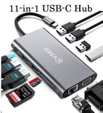 VaKo 11-in-1 USB C Hub Triple Display USB C Docking Station with Dual HDMI, VGA, PD3.0, 2x USB3.0 & 2x USB2.0, Gigabit Ethernet, SD/TF Card Reader - Imported from UK