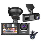 3-Channel Car Dash Cam, 3 Camera Lens Car DVR, HD 1080P Front & Rear Inside Dash Cam, Dual Lens Video Recorder Black Box 24H Parking Monitoring Night Vision - Imported from UK