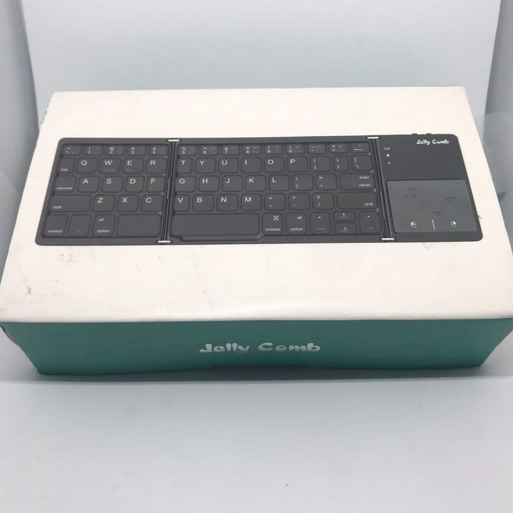 Jelly Comb Foldable Bluetooth Keyboard with Touchpad, Dual Mode Rechargeable Keyboard for Windows Android Tablet Smartphone Surface & More - Imported from UK
