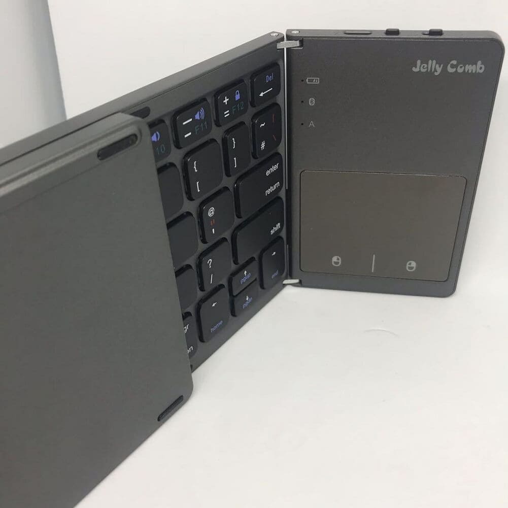 Jelly Comb Foldable Bluetooth Keyboard with Touchpad, Dual Mode Rechargeable Keyboard for Windows Android Tablet Smartphone Surface & More - Imported from UK