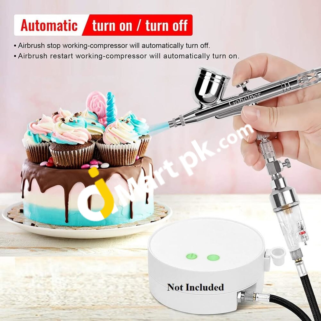 Gohelper Dual-Action Air Brush Gun for Cake Decorating, Makeup, Plastic  Models, Nails, Clothes, Cookies, Baking, Food, Arts & Crafts - Imported  from