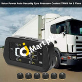 Tpms 6 Sensor Solar Tire Pressure Monitoring Kit For Trucks (Simultaneous Display Of And