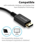 Fosmon DP to HDMI Cable 6ft, Gold Plated Displayport to HDMI Cable 1080p Full HD for PCs to HDTV, Monitor, Projector with HDMI Port - Imported from UK